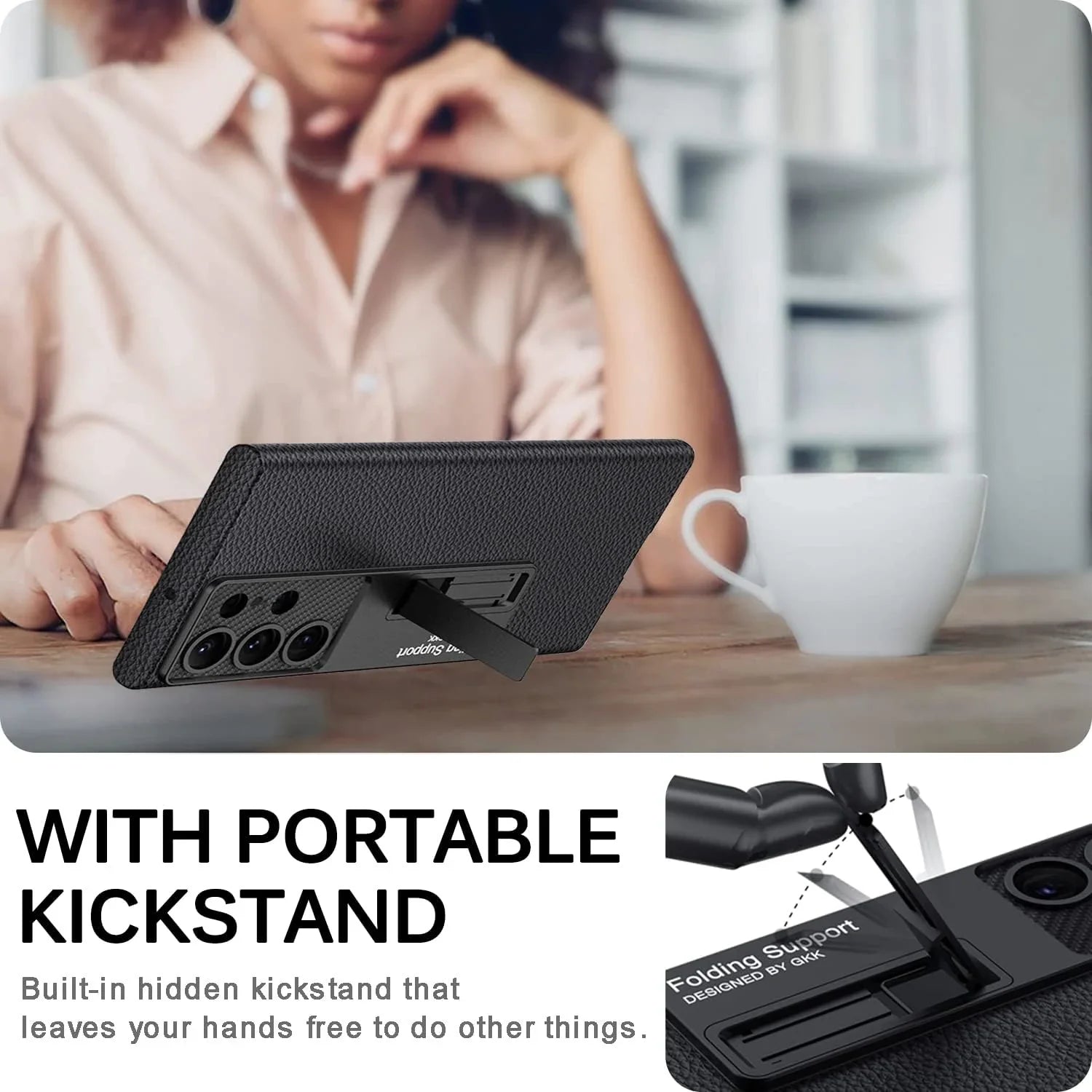 luxury leather with kickstand