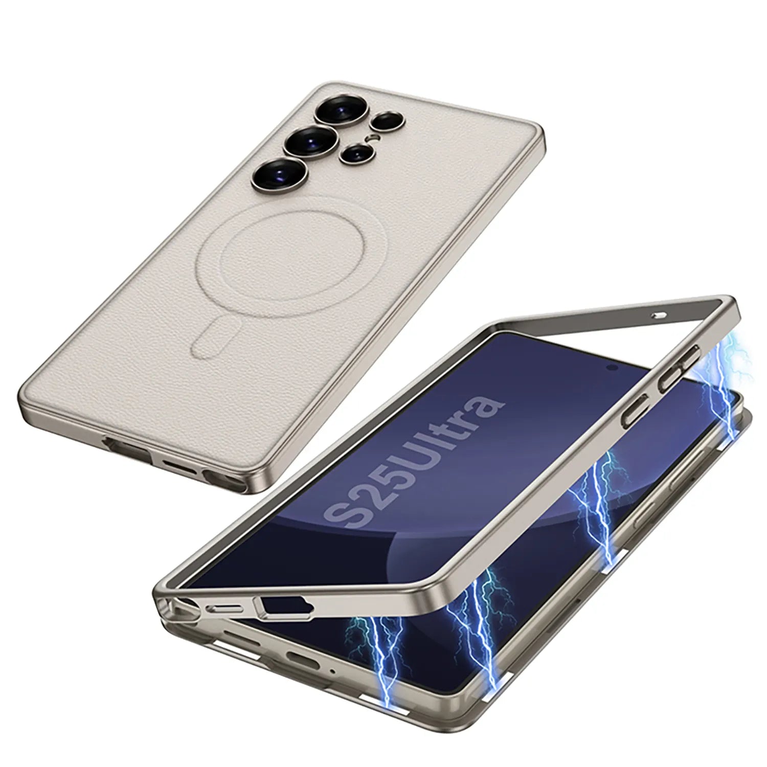 Titanium Leather Magnetic Ring Case - New Arrival.