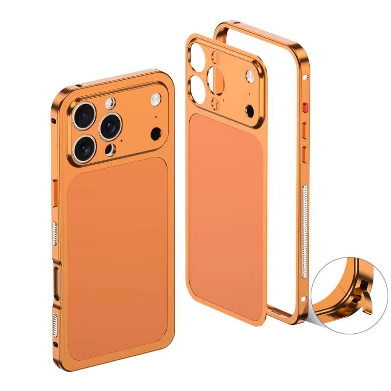 Cosmos Joy Metal Bumper Converter Case to iPhone 17 Pro Max – Stylish Colors orange